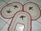 Jogo de banheiro - vermelho flor